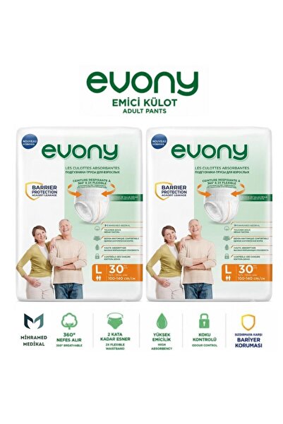 Evony Emici Külot Yetişkin Hasta Bezi L 30 Lu 2 Paket