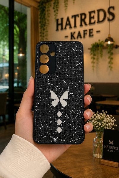 Hatreds Samsung Galaxy S24 FE Uyumlu Işıltılı Mozaik Desenli Aynalı Kelebek D...