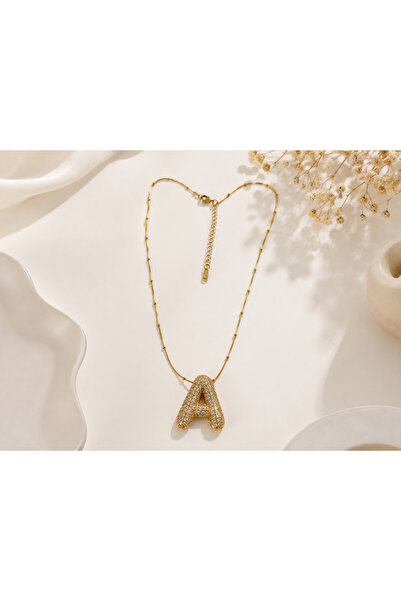 Archhazel Jewelery Letter a Stone Gold Color Balloon Letter Women's Necklace