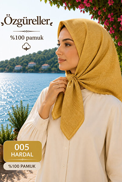 ÖZGÜRELLER Özgüreller, 100x100 cm Taşlanmış Eşarp (Kot Dikişli) , %100 Pamukl...