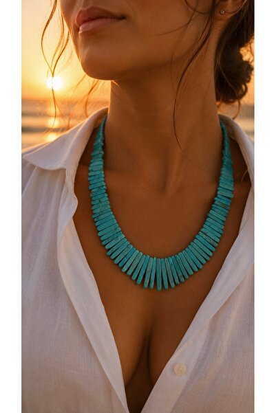 nevaastil takı & aksesuar Turquoise Natural Stone Design Necklace