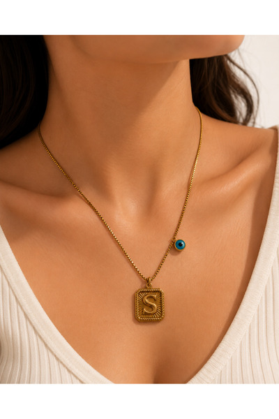 Archhazel Jewelery قلادة نسائية على شكل حرف S مرصعة بالخرز باللون الذهبي