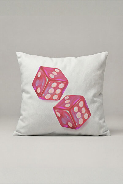 Generic Brand غطاء وسادة منقوش باللون الوردي 318 - تصميم Lucky Dice مقاس 45x4...