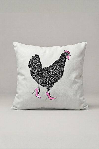 Generic Brand Black Chicken Pink Boots Patterned Cushion Cover 237 – Pink Boo...