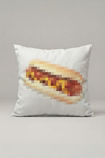 Generic Brand غطاء وسادة بنمط بيكسيل هوت دوج 146 - تصميم بيكسيل هوت دوج 45x45 سم