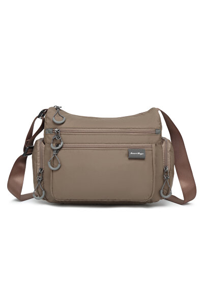SMART BAGS Brown Medium Size Multi-Pocket Waterproof Ultra Light Fabric Women...