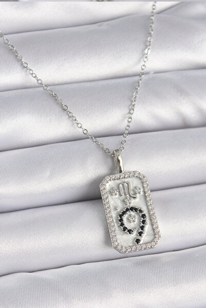 Mega Bazaar 316l steel silver color chain scorpion sign zircon stone women ne...