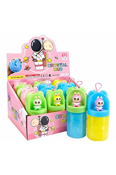 Crystal mud Slime Toy with Cartoon Keychain –( Pack of 6)