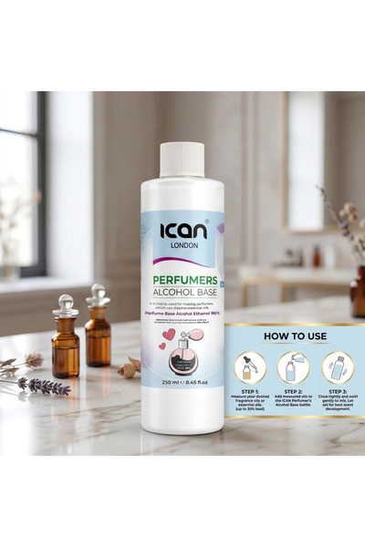 Ican London Perfumer's Alcohol 250ml – High Purity Fragrance Base for DIY Perfume, Body Mist & Room Spray Making