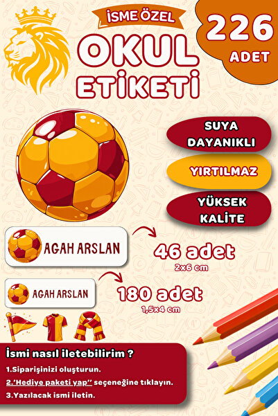 Hume Craft 226 Adet Kişiye Özel Okul Etiketi Kalem Defter Etiketi Özel Isim Y...