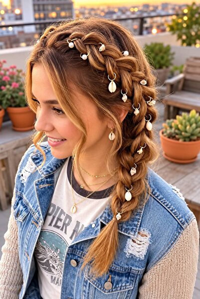 EMKSHOP 12-Piece Sea Shell and Pearl Figure Charm Hair Cube