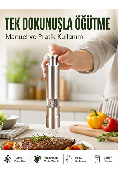 shopwave Medium Size Black Pepper and Salt Grinder – Easy to Use, Stylish Des...