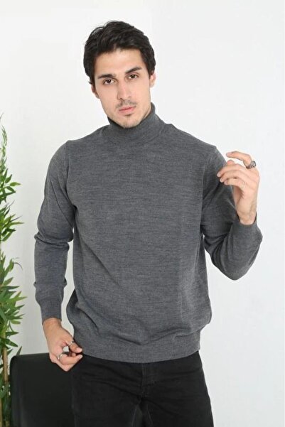Mariposa Secret Men's Full-Throated Turtleneck Sweater Long Sleeve Plain Weav...