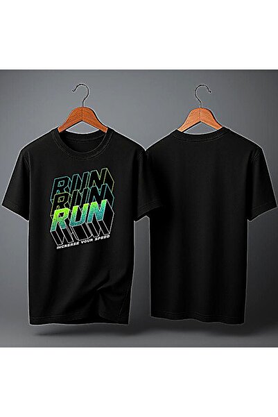 ELFERA Retro Run Neon Style D Graphic Black Printed Tshirt