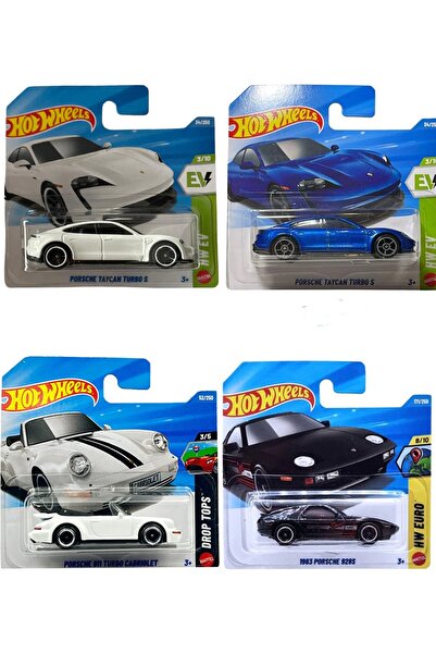 HOT WHEELS Porsche Dörtlü Koleksiyon Seti - Taycan Turbo S, 911 Turbo Cabriol...