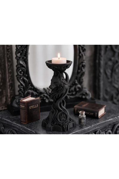 Nokta Lab Gotik Kurt Figürlü Tealight Mumluk - 3D Dekoratif Mum Standı - Goth...