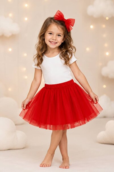 TanOzel Red Girls' Tutu Skirt - Lined Elastic Waist 23Rd April Performance an...