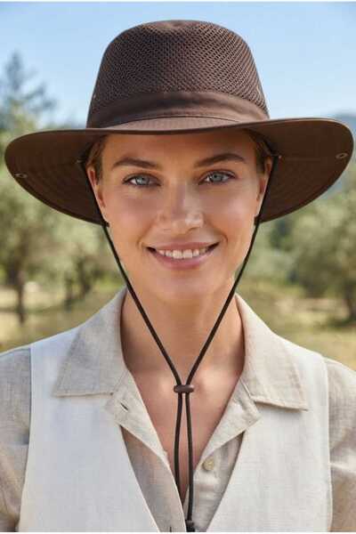 Uniquetrenders Women's Mesh Safari Hat Wide Brim Drawstring Breathable Uv Sun...