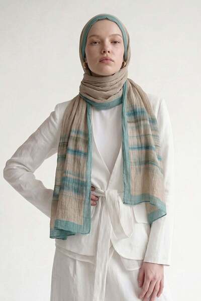 Levidor Turquoise Striped Muslin Shawl