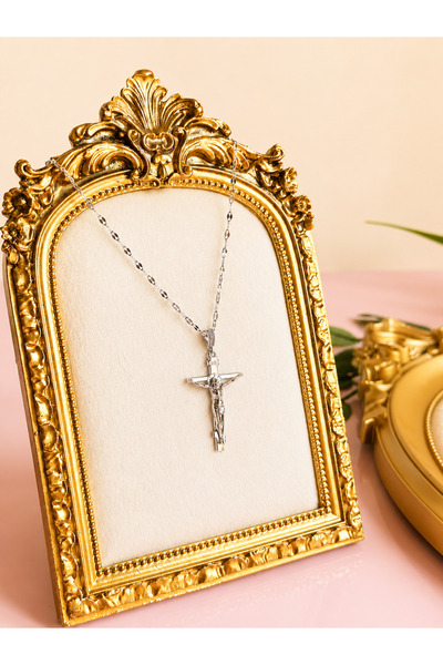 FLAWSOME JEWELRY STORE Haç İsa Kolye Kararmaz Çelik Minimal Kolye