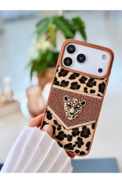 Go Aksesuar Iphone 17 PROMAX Uyumlu ELMAS Tasarımlı Kaplan Taşlı Işıltılı Parlak Pırlanta Silikon Kılıf