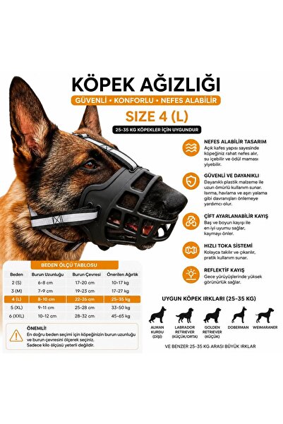 valkyrie Köpek Ağızlığı Size 4 25-35 Kg Büyük Irk Ayarlanabilir Nefes Alabilir Plastik Güvenlik Ağızlığı