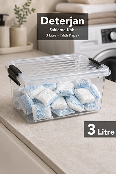 Meleni Home Detergent Box with Locking Lid - Bathroom Organization Tablet Pow...