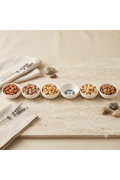 Tezyinat Wood Ahenk 8 cm 6-Piece Porcelain Breakfast Presentation-Snack Bowl Set