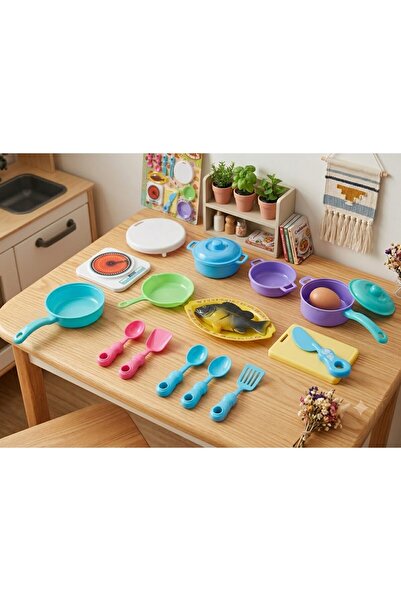 KITCHENATICS Kids Kitchen & Cooking Set - Integrated Pretend Play Cooking Set