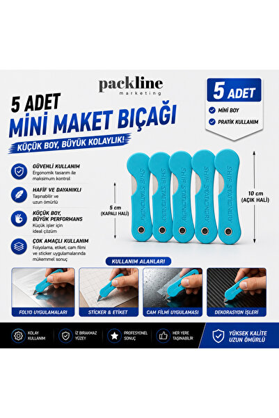 Packline Marketing 5 Adet Mini Maket Bıçağı Seti | Cep Boy