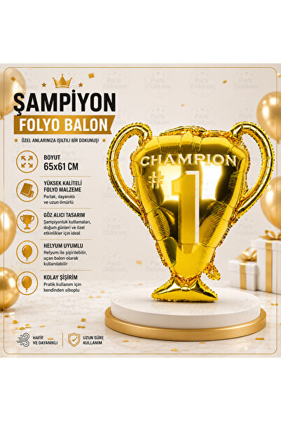 Parti Dükkanı Champion Trophy Foil Balloon 65 X 61 cm Gold Helium Compatible ...
