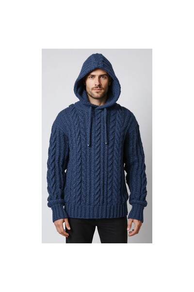 SUN Hanorac bărbătesc tricotat manual, din lână Merino 100%, unicat