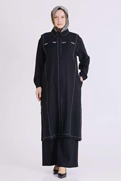 ottoman wear Behrem Büyük Beden Tesettür Takım Siyah OTW3559