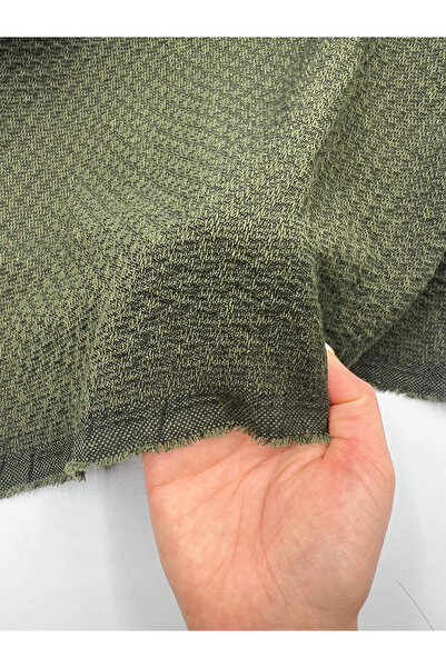 ELNA KUMAŞ Yeşil Gofre (Crinkle) Kumaş – Dokulu Sezonluk Elbiselik