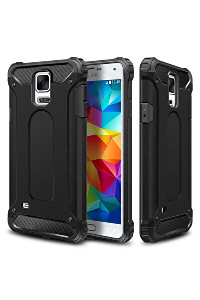 Techsuit Case for Samsung Galaxy S5 G900, Hybrid Armor, black - black