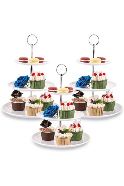 Dotail Set of 3 tiered cake stands, 3 tiers, collapsible, height 33 cm, diame...