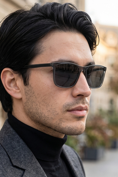 sun factory Smoked Rectangular Men's Sunglasses with Uv400 Protection Polariz...