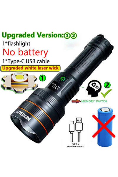 choice2 مصباح يدوي LED عالي القوة Orange-C قابل لإعادة الشحن عبر USB، كشاف تك...