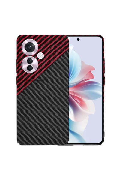 Techsuit Husă pentru OPPO Reno11 F, Carbonite FiberShell, roșu închis - roșu ...