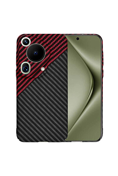 Techsuit Husă pentru Huawei Pura 70 Ultra, Carcasă din fibră de carbon, roșu ...
