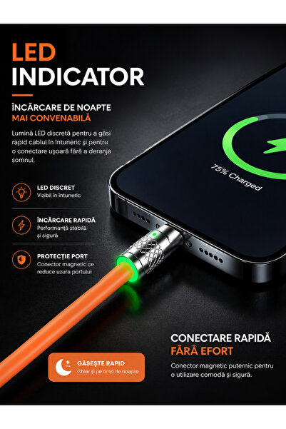 OEM Cablu Magnetic 3 în 1 USB-A la USB-C, Lightning și Micro USB – Încărcare ...