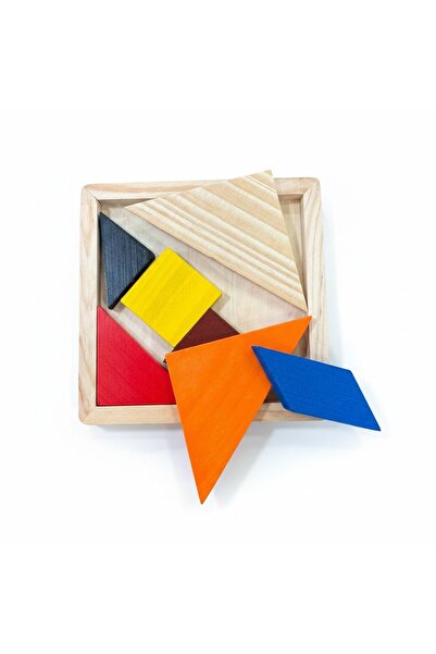 TUFY TOYS Wooden Tangram Brain Teaser - 7 Piece Wooden Brain Teaser