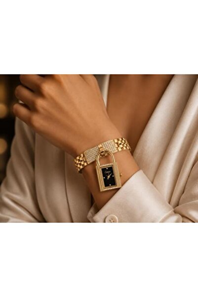 catera Catera Lock Women's Watch Steel Gold Color Black Dial