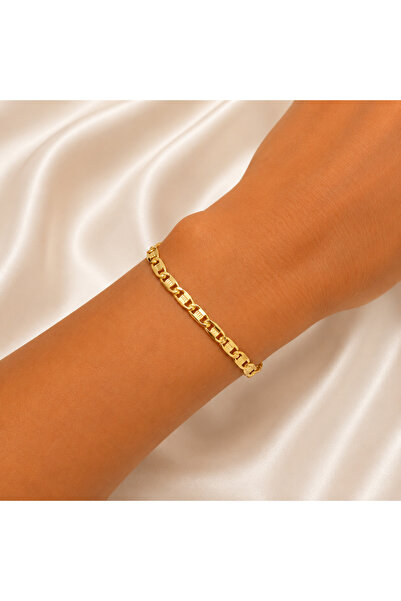 Yonida Jewelry Çelik Bileklik 14K Altın Renginde Rodyum Kaplama Minimal Çapa ...