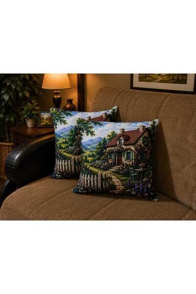 ÖZDAĞ HOME CONCEPT Landscape Patterned 4-Piece Decorative Throw Pillow Cover ...