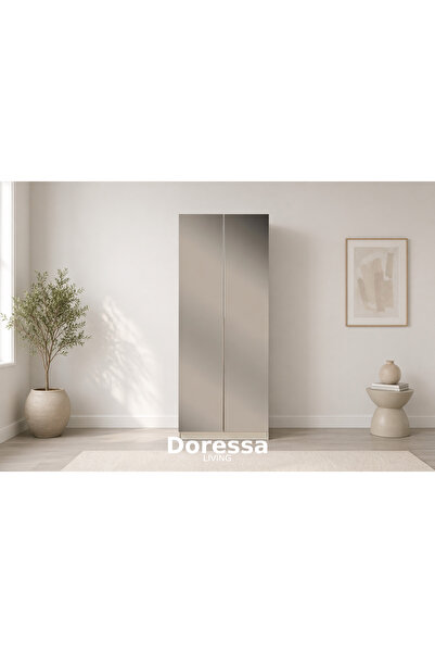 Doressa Living Marle 2 Kapılı Aynalı Raflı Askılıklı Gardırop