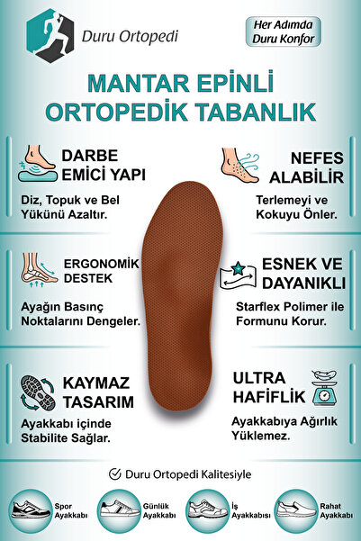DURU ORTOPEDİ Ortopedik Mantar Tabanlık Epinli (1 Çift)