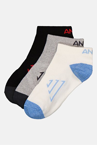 Anta Kids Boy 3 Pairs Brand Logo Ankle Socks, Multicolor