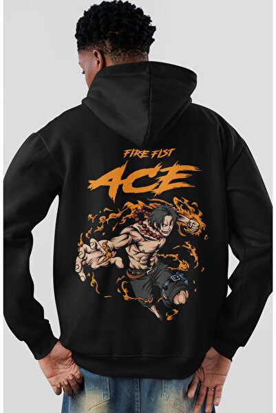 SEVBANO One Piece Fire Fist Portgas Ace Anime Back Printed Unisex Oversize Co...