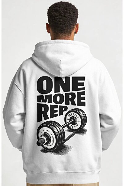 SEVBANO هودي قطني ممشط كبير الحجم للجنسين مطبوع عليه One More Rep Fitness Gym...